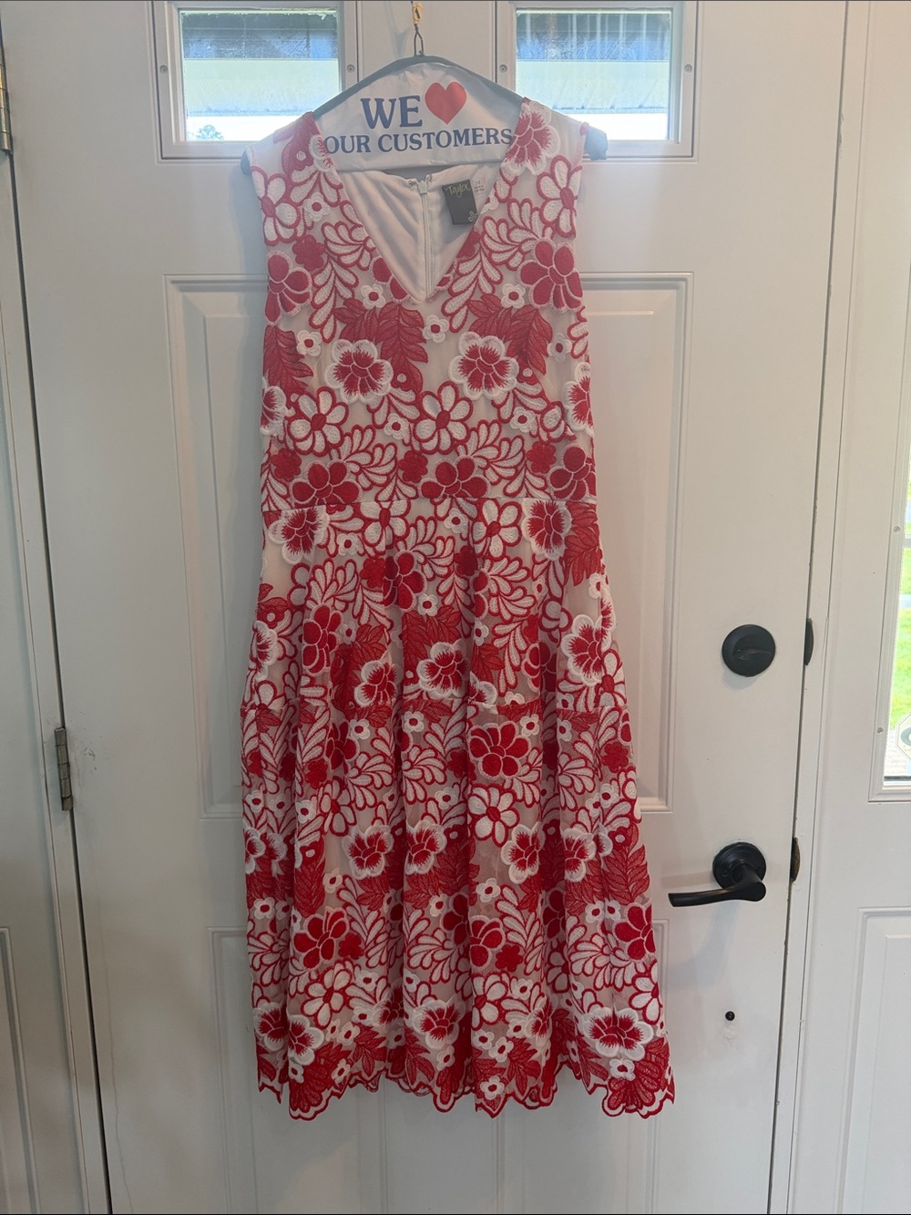 Taylor Red & White Floral Midi Dress